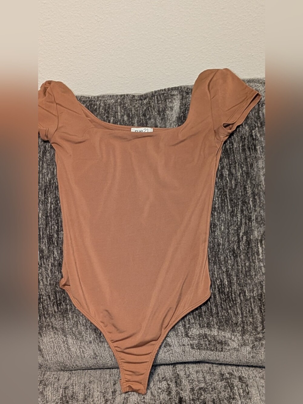 Rue 21, Brown, Short Sleeve, Square Neck Bodysuit - Ladies Size XS